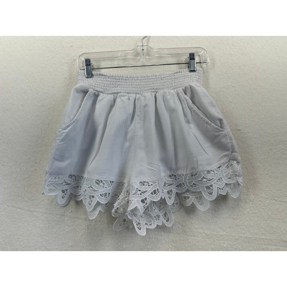 American Eagle White Boho Lace Bottom Linen Micro Short SZ S Preppy Cottagecore